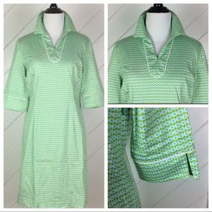 {Bobby Jones} Retro Geometric Circles V Neck Dress